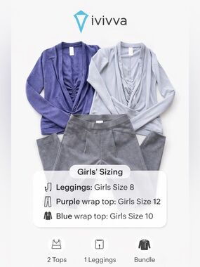 Ivivva Heathered Blue Activewear Top Leggings Set Activewear Sz 8 10 12